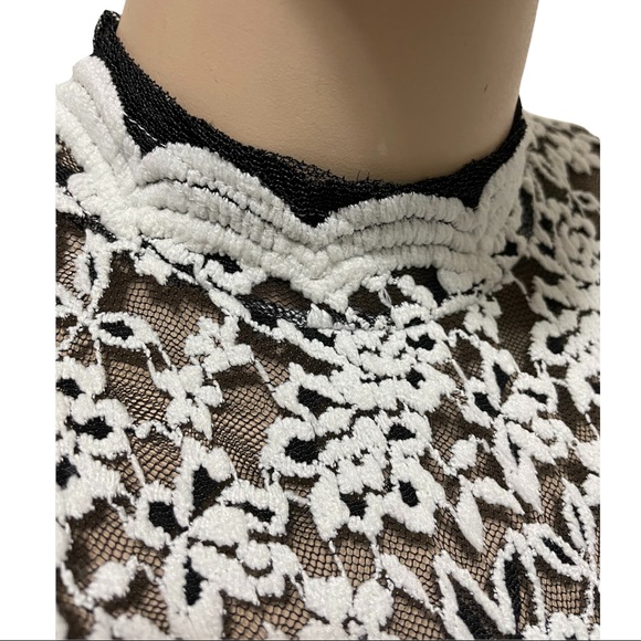 Vintage Y2K 90s French All Lace Bodysuit High Neck Lingerie Teddy Onesie Top - Picture 4 of 12